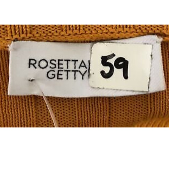 Rosetta Getty Godet Orange Ribbed Sweater w/ Blue/White Paneled Side sz L - Picture 5 of 6